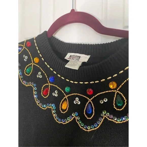 Vintage Sarah Morgan Embellished Holiday Sweater Dress - Picture 6 of 6